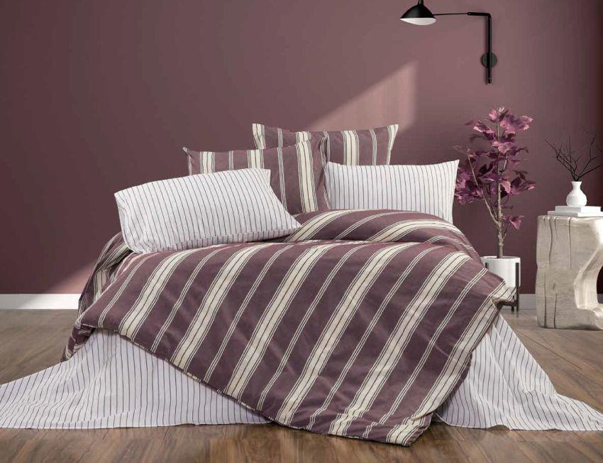 Deluxe Cotton Duvet Cover Set – Burg Stripe